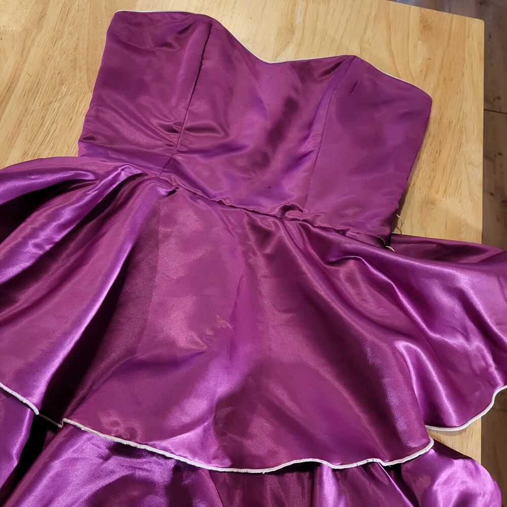 Pink Satin Formal Dress Tiered Ruffle Princess Bust Sleeveless Boned 15"b  13"w